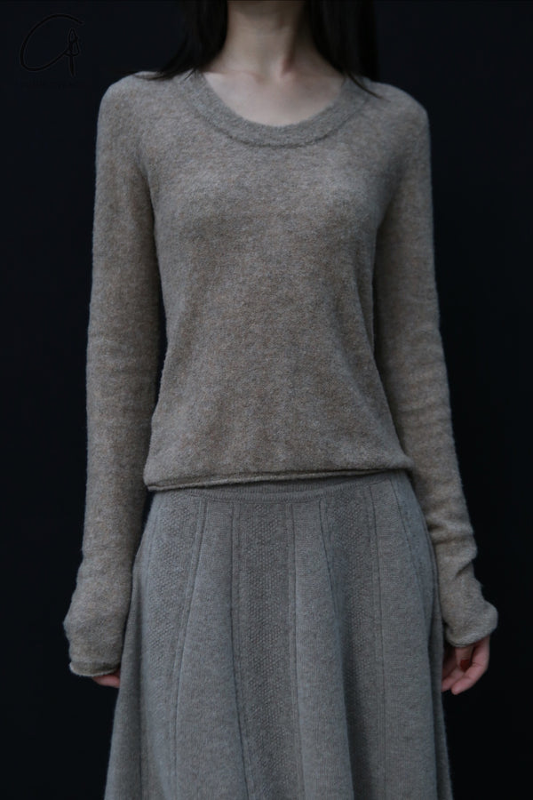 SWAYING 24 Autumn and Winter Low Round Neck Wool Bottoming Shirt SW-SW24AW1T22-TUO Camel SW24AW1T22